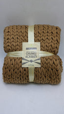 GOLD TEXTILES Chunky Knit Blanket (50x60", Handmade, Throw, Brown, 1) - Brand New