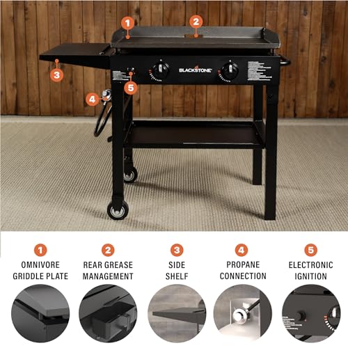BLACKSTONE FLAT TOP GAS GRILL GRIDDLE 2 BURNER PROPANE 1517AZ - BLACK - Like New