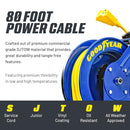 Goodyear Retractable Extension Cord Reel, 12AWG x 80 ft (GUR078) - Yellow - Like New