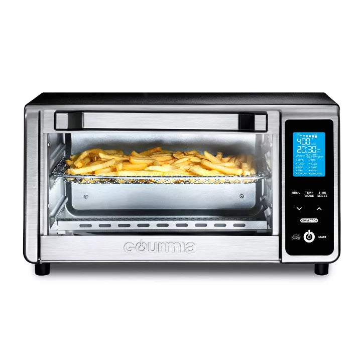 GOURMIA DIGITAL 4-SLICE TOASTER OVEN AIR FRYER - STAINLESS STEEL GRAY - Like New