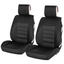 WEIZE Luxury Leather Two Front Car Seat Covers Universal Seat Protectors - Black - Brand New