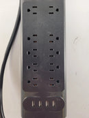 BOTOTEK SURGE PROTECTOR 10 AC OUTLETS 4 USB PORTS 1875W/15A 6 FEET - BLACK - Like New