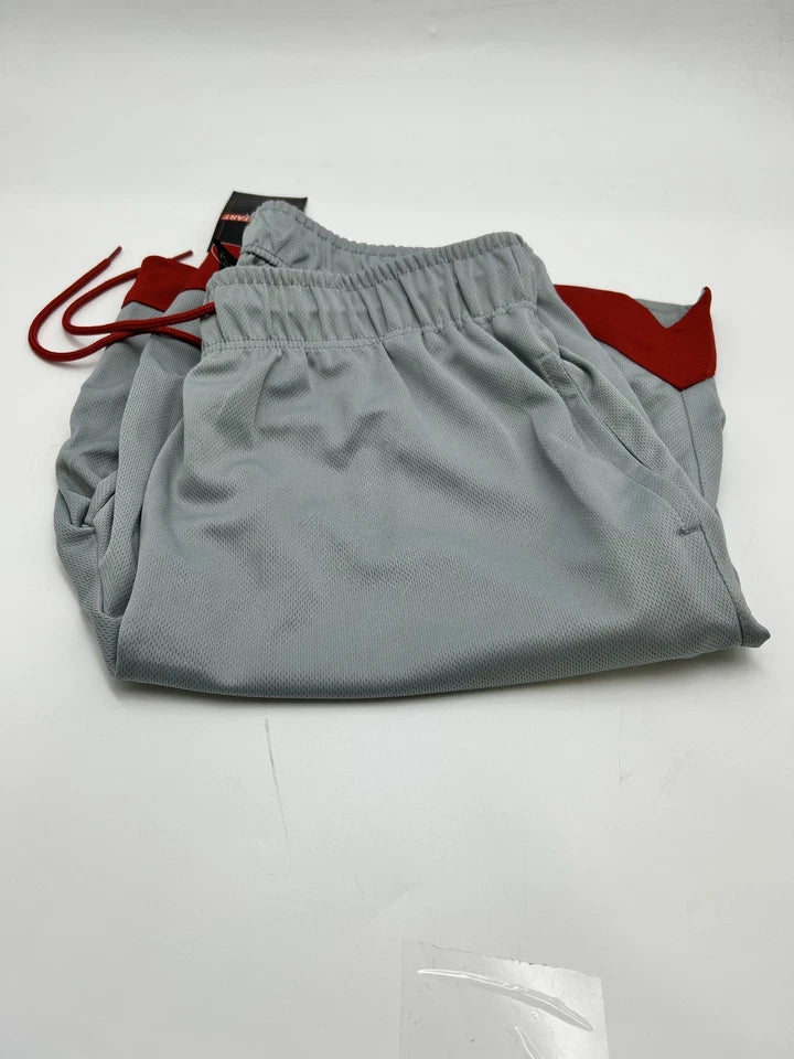 JUMP START MEN'S MOISTURE WICKING MESH SHORTS,SIZE: 2XL - GRAY, SILVER/RED - Brand New