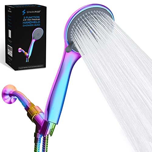 SparkPod High Pressure 3-Function Handheld Shower Head 5 ft. Hose - Rainbow - Like New