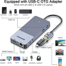 QGeeM USB 3.0 Docking Station USB C Hub Dual HDMI 4K DisplayPort D6906 - Gray New