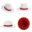 SAJUZEN WOMENS & MENS FEDORA HATS, WIDE BRIM , SIZE: L/XL - WHITE/RED - Like New