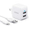 ANKER POWERPORT III 2-PORT 12W USB WALL CHARGER 3FT LIGHTNING CABLE - WHITE - Like New