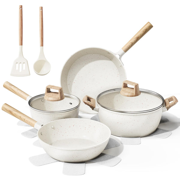 BAZOVA 11 PCS POTS AND PANS SET NON STICK,CERAMIC COOKWARE SET - Scratch & Dent