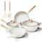 BAZOVA 11 PCS POTS AND PANS SET NON STICK,CERAMIC COOKWARE SET WHITE - Like New
