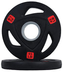 SIGNATURE FITNESS OLYMPIC 2-INCH CAST IRON 2 IN 1 PLATE WEIGHT 45LBS BLACK/RED - Like New