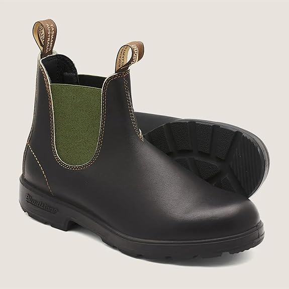 BLUNDSTONE ORIGINAL CHELSEA BOOTS UNISEX WOMEN 8.5/MEN 6.5 - STOUT BROWN / OLIVE - Like New