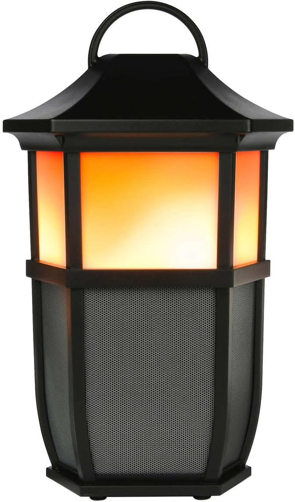 Acoustic Research Outdoor Wireless Speaker with Led Flickering Flame Light-Black Like New