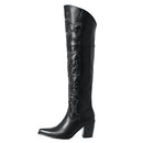 B0BH444M66 Shoe'N Tale Cowboy Boots Women Embroidered WPT Toe Block Heel 8 Black - Brand New