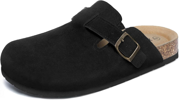 Xiakolaka Women's Suede Clogs Adjustable Buckle Slip on Footbed Clog Black 5 Like New