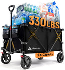 HIKENTURE FOLDING WAGON CART PORTABLE LARGE CAPACITY BEACH WAGON - BLACK - Like New
