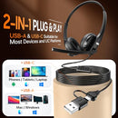 NECODE USB Wired Computer Laptop Headset Noise Cancelling Microphone TX-806EB - Like New