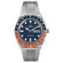TIMEX Q MEN'S 38MM WATCH – BLUE/ORANGE SILVER-TONE CASE BLUE - Scratch & Dent