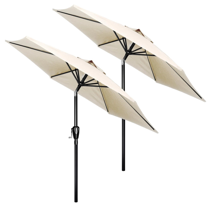 SIMPLE DELUXE 7.5FT UMBRELLA OUTDOOR PUSH BUTTON TILT/CRANK 2 PACK - BEIGE - Like New