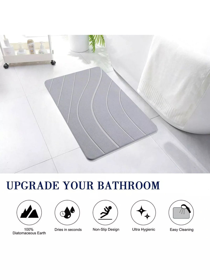 KOOTETA STONE BATH MAT DIATOMACEOUS EARTH SHOWER MAT - LIGHT GRAY - Like New