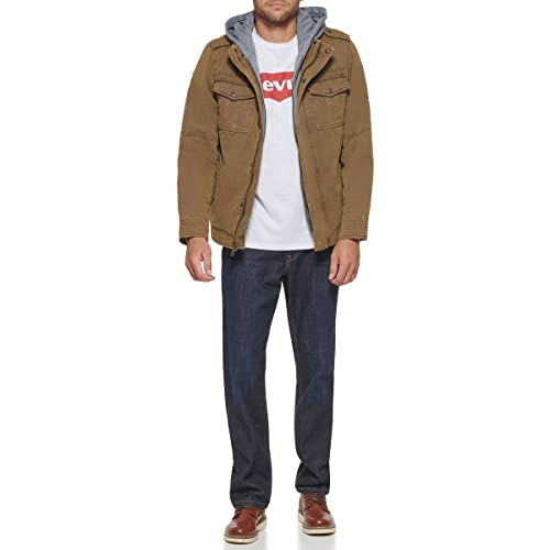 LM8RC364 LEVI'S MEN'S WASHED COTTON HOODED KHAKI/ SHERPA LINED 3XL - Brand New