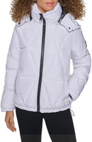KARL LAGERFELD WOMEN'S DIAMOND QUILT PUFFER JACKET - SIZE XS - WHITE - Brand New