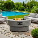 UNBRANDED 34" ROUND PROPANE FIRE PIT TABLE 50,000 BTU GLASS ROCKS - GRAY - Like New
