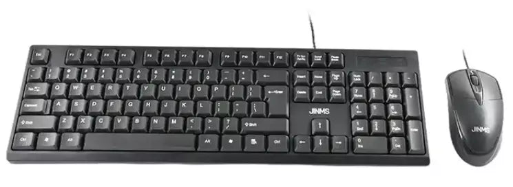 JINMS KM-001 PLUG & PLAY WIRED OFFICE KEYBOARD & BUSINESS MOUSE - BLACK Like New