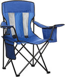 Amazon Basics Portable Folding Camping Chair 4-Can Cooler Large Blue - Brand New