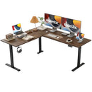 AGILESTIC L SHAPED STANDING DESK ELECTRIC CORNER, 63 X 55 IN, DARK WALNUT - Like New