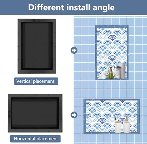 Ready Tile Shower Niche Shelf 17"X25"X4"（Inside 14"X22"） - UGRN101 - Black - Brand New