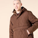 AMAZON ESSENTIALS MENS ANORAK HOODED QUARTER-ZIP PUFFER COAT DEEP BROWN L - Brand New