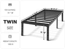 QEROMY Bed Frame Metal Platform Assembly Heavy Duty - Black 18" Twin B0C2Q2V9VB - Brand New