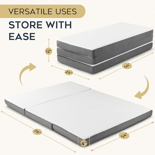 Contour Comfort Tri Folding Mattress - 4 inch | Full 75" x 54" x 4" - Like New