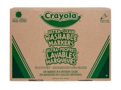 Crayola Broad Line Washable Markers - 200ct (8 Colors), Kids Bulk Classroom - Like New