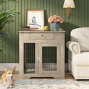 Nicbex Okak Dog Crate Furniture Style Dog Cage Side Table With Drawers - Grey - Like New