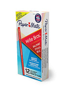 PAPER MATE BALLPOINT STICK PENS, MEDIUM POINT, 1.0 MM, RED INK, PACK OF 12 - Brand New