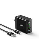ANKER QUICK CHARGE 3.0 18W USB WALL CHARGER (2.0 USB-A TO USB-C CABLE) - BLACK - Like New