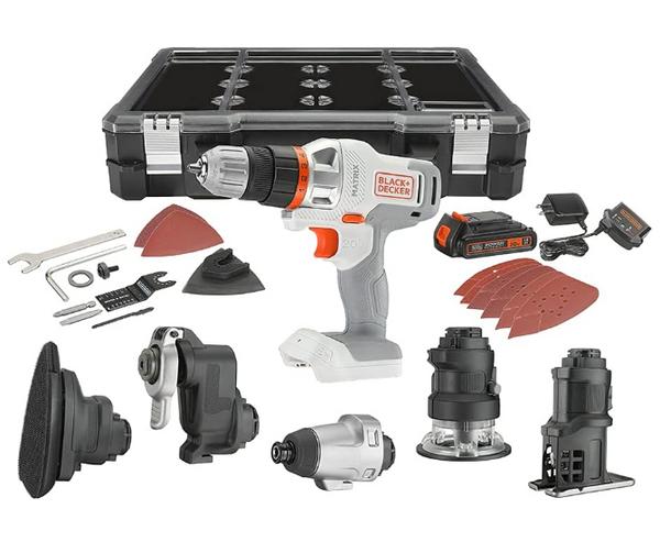BLACK+DECKER 20V Cordless Combo Kit, 6-Tool White/Orange BDCDMT1206KITWC - Like New