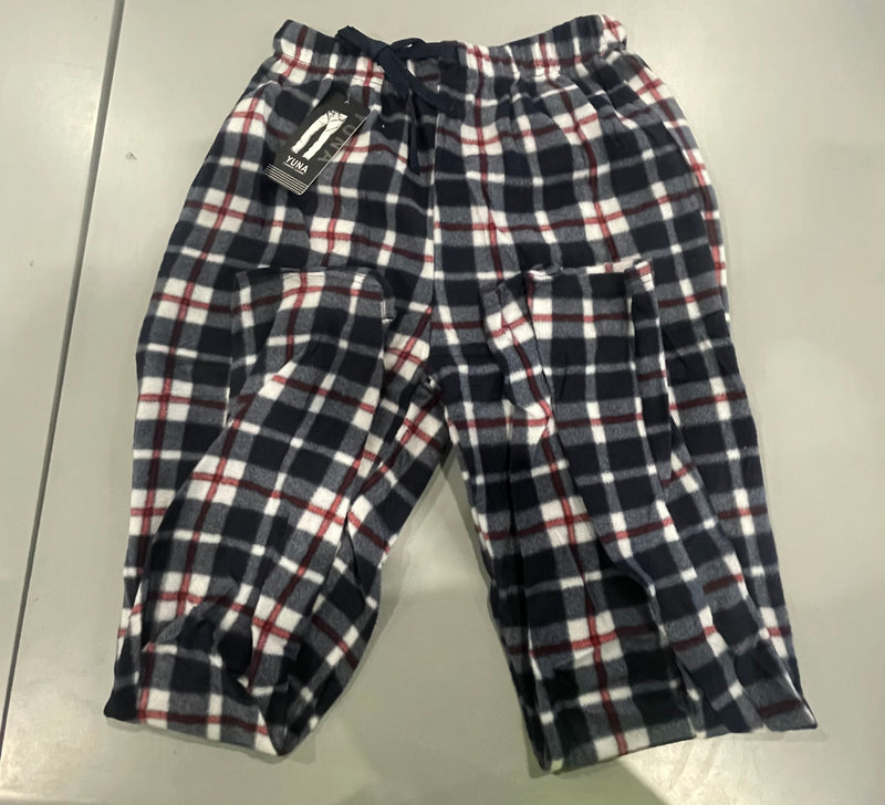 YUNA PAJAMA PANTS WOMENS MULTI PLAID MICROFLEECE SUPER - L/XL - BLACK/RED/WHITE - Brand New