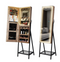 N/A JEWELRY ARMOIRE MIRROR FREE STANDING WITH LED LIGHT - NATURAL WOOD - Like New