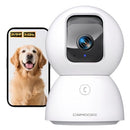 CINMOORE 5G SECURITY CAMERA INDOOR, 3K PET/DOG CAMERA WITH APP, 0-GLOW - WHITE - Like New
