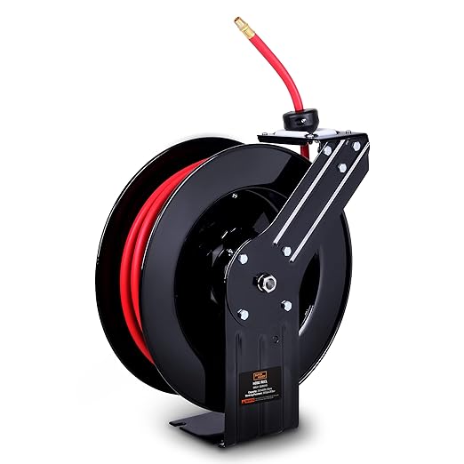 SuperHandy Air Hose Reel Retractable Industrial 3/8"x50' GUR019 - BLACK/RED Like New