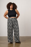 CARTER HIGH WAISTED COTTON TROUSER BLACK & WHITE BUTTERFLY PRINT - SIZE: 32R - Like New