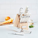 CUISINART 15-PIECE KNIFE SET WITH BLOCK HIGH CARBON STAINLESS STEEL - CREAM - Like New