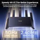 TENDA BE3600 DUAL BAND WIFI 7 ROUTER 3X1G PORTS EASY RE3L/BE3600-BLACK - BLACK - Like New
