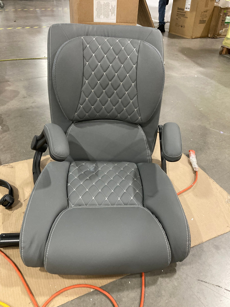 GENERIC OFFICE CHAIR ERGONOMIC HIGH BACK BIG AND TALL LEATHER - GRAY - Like New