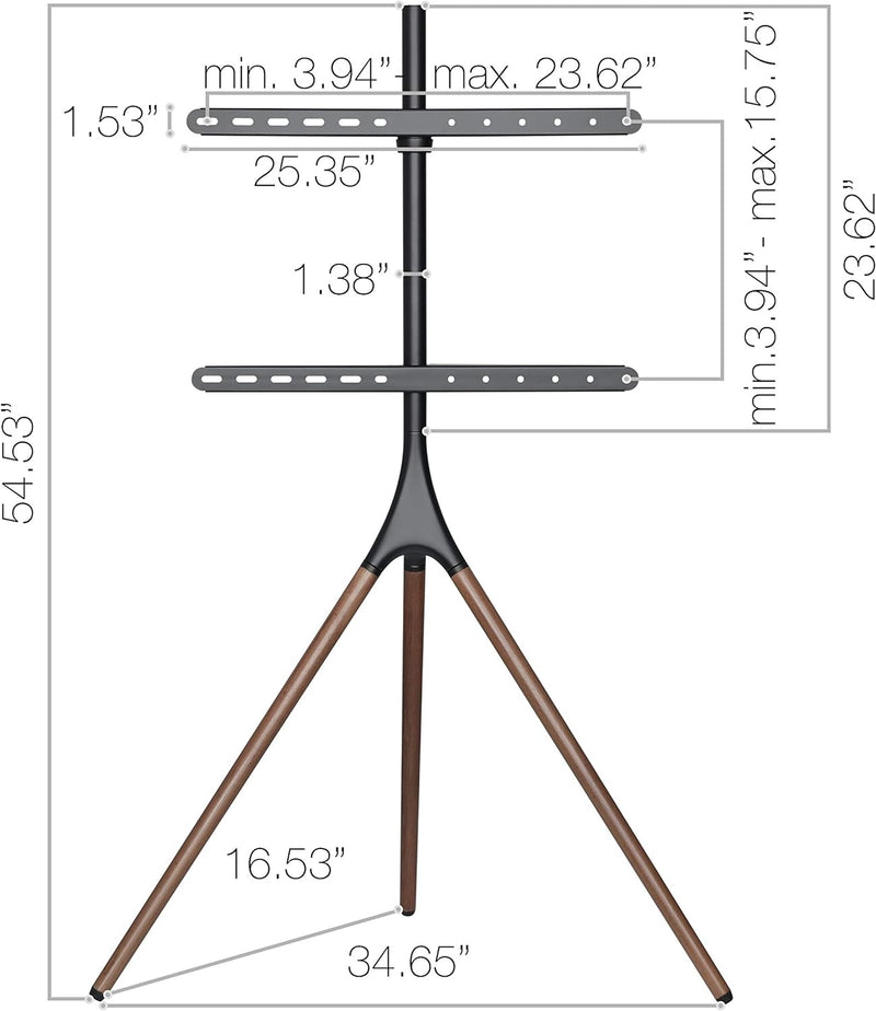 TechOrbits Tripod TV Stand with Mount, Universal Fit 45" to 65" TVs - Like New