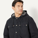 AMAZON BASICS MEN'S INSULATED RELAXED FIT HOODED WORKWEAR JACKET LARGE - BLACK - Brand New
