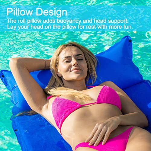 COSONE SELF-INFLATING POOL FLOATS WITH HEADREST MATTRESS LOUGE - BLUE - M - Like New