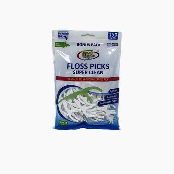 ORAL FUSION DENTAL FLOSS TOOTH CLEANING PICK MINT 150 EACH PACK SINGLE PACK - Brand New
